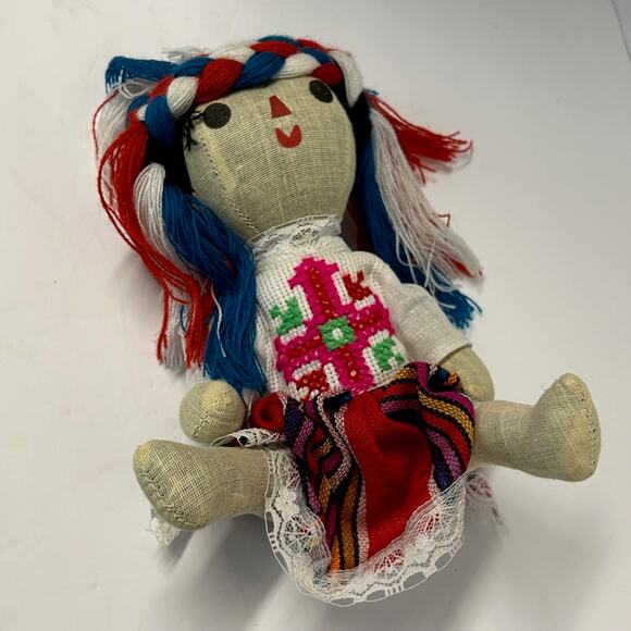 Vintage 1980's Handmade Traditional Folk Art Mexican Doll Button Joints - Picture 5 of 10